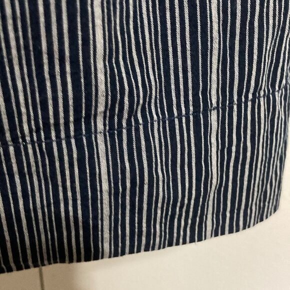 GAP Linen Nautical Navy Blue White Gray Stripes Lined Mini Skirt Womens Medium - Picture 9 of 14